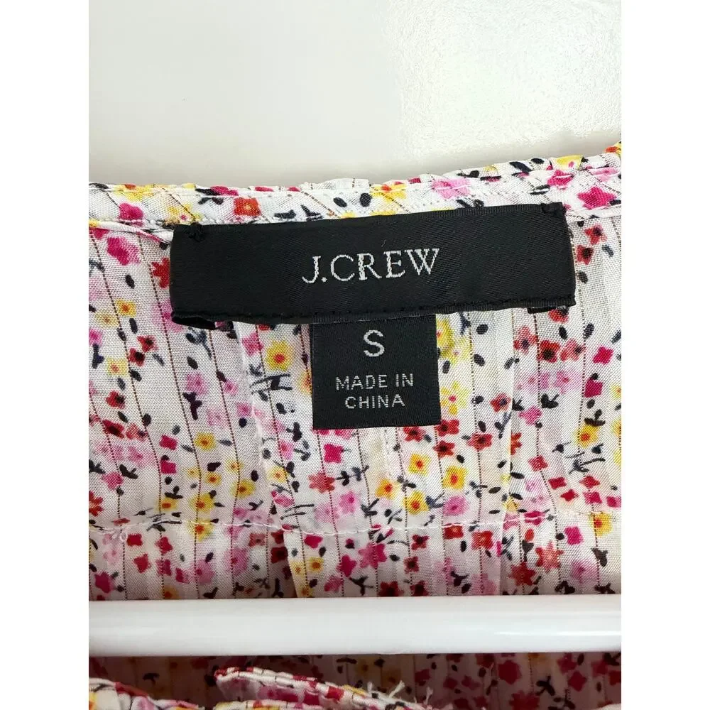 J. Crew Ruffle Viscose Blouse Field Day Small